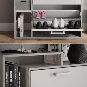 Produktbild für Schuhschrank Vicco Orlando, beton grau / weiß