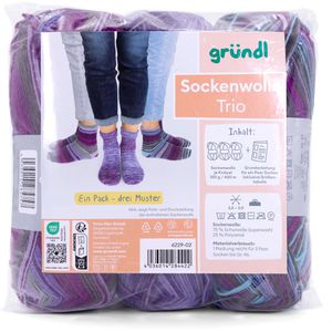 Produktbild für Häkelgarn Gründl 6229-02, Sockenwolle Trio print, violett mix