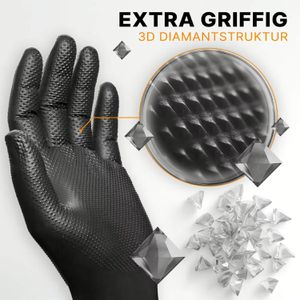 Produktbild für Einmalhandschuhe Arnomed ProGrip Diamond, schwarz, 50 Stück