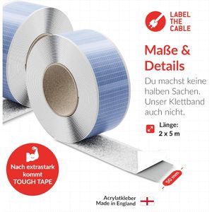 Produktbild für Klettband Label-the-cable Tough Tape Strap, weiß