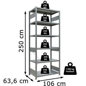 Produktbild für Schwerlastregal Schulte 12961, 6 Metallböden