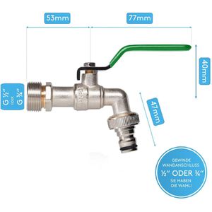 Produktbild für Auslaufventil Bächlein b1912, Hebelgriff grün, aus Messing