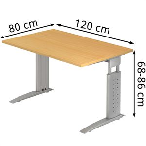 Produktbild für Schreibtisch Hammerbacher U-Serie, buche / silber