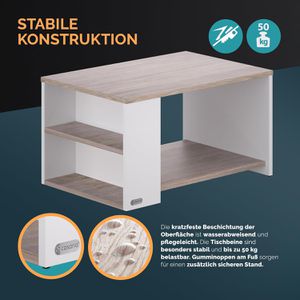 Produktbild für Couchtisch CASARIA Santa Cruz, aus Holz, eiche / weiß