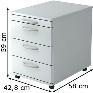 Produktbild für Rollcontainer Hammerbacher Basic 1606, aus Holz, lichtgrau