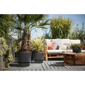 Produktbild für Übertopf elho Greenville rund, schwarz, Ø 30 x 28 cm