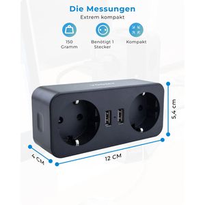 Produktbild für Steckdosenadapter Voomy Split X2, schwarz