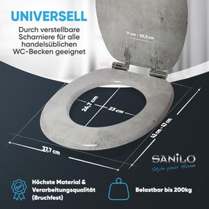 Produktbild für WC-Sitz Sanilo Beton A504516, oval, aus Holz