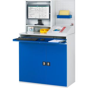 Produktbild für Computerschrank Rau Modell 67, lichtgrau / blau