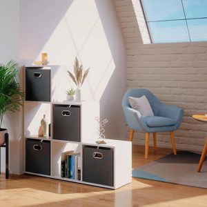 Produktbild für Bücherregal Vicco 51202, weiß, mit 4 Faltboxen