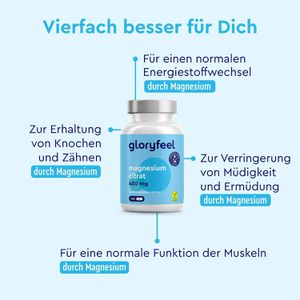 Produktbild für Magnesium gloryfeel Citrat, 365 Kapseln