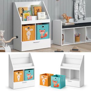 Produktbild für Bücherregal Vicco Luigi, weiß, mit 2 Faltboxen
