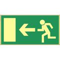 Hinweisschild Abtec BGV A8 E13 Kunststoff 29,7 x 14,8 cm, nachleuchtend, Notausgang links