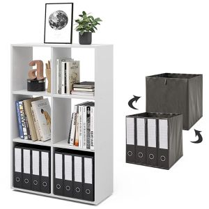 Produktbild für Bücherregal Vicco 49302, weiß, mit 2 Faltboxen