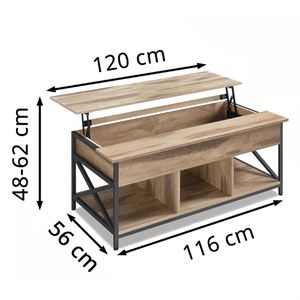 Produktbild für Couchtisch Vasagle LCT215K50, aus Holz / Metall, kamelbraun