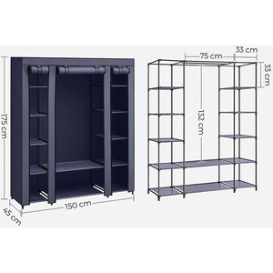 Produktbild für Kleiderschrank Songmics XXL, LSF003I02, blau