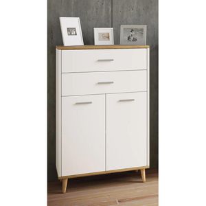 Produktbild für Highboard VCM Lindas 918177, weiß / honig eiche, aus Holz