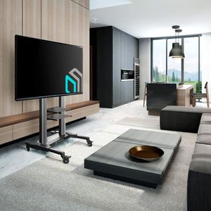 Produktbild für TV-Ständer Onkron TS2771-B, Ablage &amp; Rollen, schwarz,Aluminium