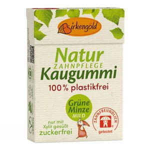 Birkengold Kaugummis Natur Kaugummi Grüne Minze, plastikfrei, 20 Dragees