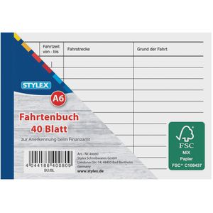 Produktbild für Fahrtenbuch Stylex 40080, A6 quer