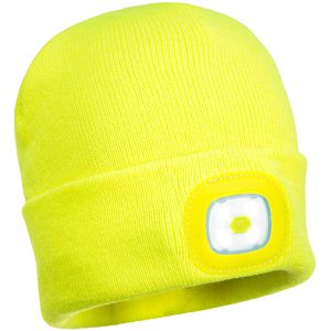 Produktbild für Wintermütze Portwest Beanie mit LED, B029, signalgelb