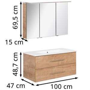 Produktbild für Waschtisch Fackelmann B.perfekt, mit Spiegelschrank, eiche