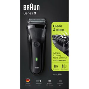 Produktbild für Elektrorasierer Braun Series 3 Clean &amp; Close, 300s, schwarz