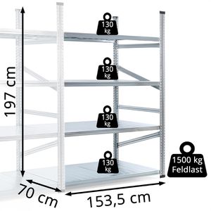 Produktbild für Anbauregal GEWE 715A4R, 4 Metallböden
