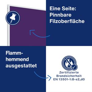 Produktbild für Tischtrennwand Magnetoplan VarioPin, 1116011, violett