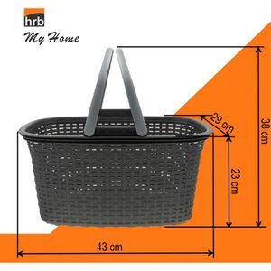 Produktbild für Einkaufskorb HRB 37105, Rattan-Optik, anthrazit