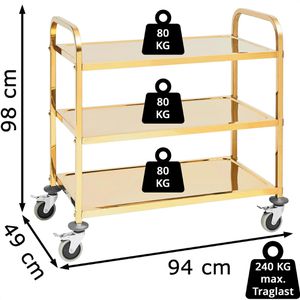 Produktbild für Servierwagen Royal-Catering RCSW 3.1G, gold, aus Edelstahl