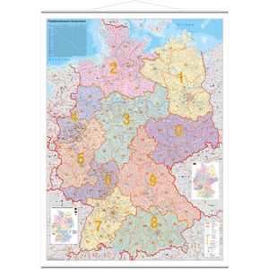 Deutschlandkarte Stiefel Postleitzahlenkarte mit Metallleisten