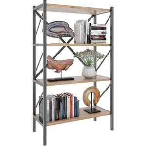 Produktbild für Bücherregal VCM Insasi, 918399, schwarz / honig eiche