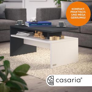 Produktbild für Couchtisch CASARIA Sacramento, aus Holz, anthrazit / weiß