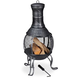 Terrassenofen Relaxdays Aztekenofen, grau, aus Stahl