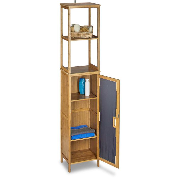 Relaxdays Badregal 10020300, aus Bambus, 5 Ablagen und 1 Tr, braun, (B/T)  33,5 x 28cm  Bttcher AG