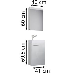Produktbild für Waschtisch VCM Slito, 914136, mit Spiegelschrank, weiß