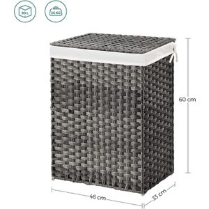 Produktbild für Wäschekorb Songmics LCB51WG, grau, mit Deckel