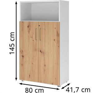 Produktbild für Kombischrank Hammerbacher FW48T3KG, asteiche / weiß