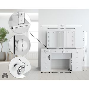 Produktbild für Schminktisch CLP Tiline 324709, mit Beleuchtung