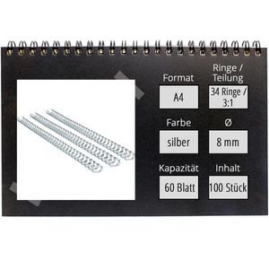 Produktbild für Drahtbinderücken Fellowes 54451, silber, für A4