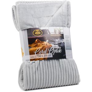 Produktbild für Kuscheldecke Gözze Cord Optik, 40067-90, silber
