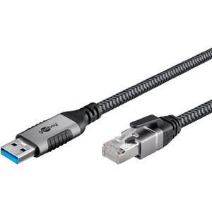 Produktbild für Netzwerkkabel Goobay 70498, schwarz, silber