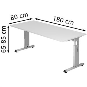 Produktbild für Schreibtisch Hammerbacher O-Serie, weiß / silber
