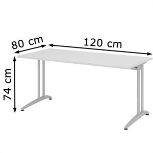 Produktbild für Schreibtisch Hammerbacher B-Serie, lichtgrau / silber