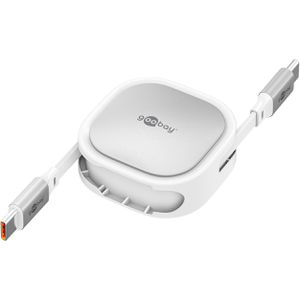 Produktbild für Ladekabel Goobay 77424 Aufrollkabel, weiß, 1m