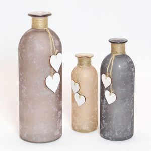 Produktbild für Vase Frank-Flechtwaren Herzchen, Glas , 3er Set