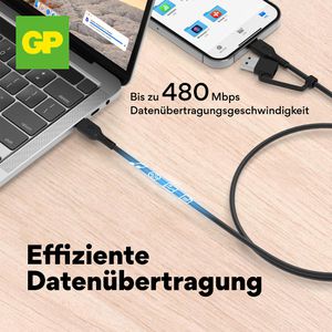 Produktbild für Ladekabel GP Batteries GPCBCCBVBKUSB971, 1,5m
