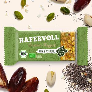Produktbild für Müsliriegel Hafervoll Organic-Flapjack Chia &amp; Pistachio, BIO