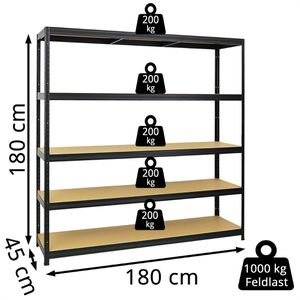 Produktbild für Weitspannregal PROREGAL Giant Elephant, 5 Holzböden
